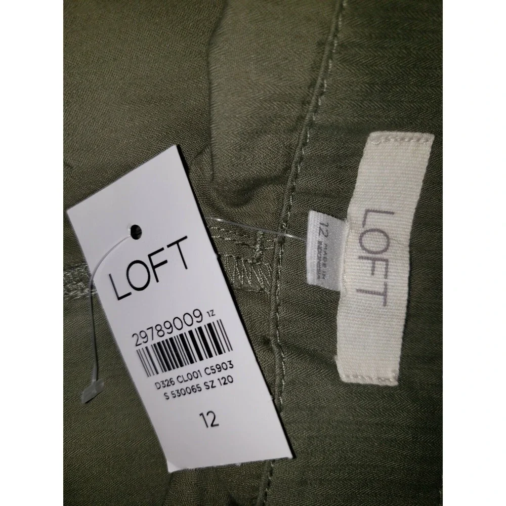 NEW Loft 12 Womens‎ Green Shorts Pleated Cuffed Preppy Cottage Y2K Earthy Casual